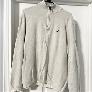 NWOT Nautica Quarter Zip Sweater Zip Up Cream Tan Brown